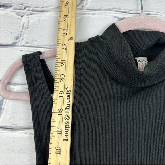 Free people Nothing But Rib Thong Bodysuit Black Medium Shoulder Cutouts - Picture 12 of 13